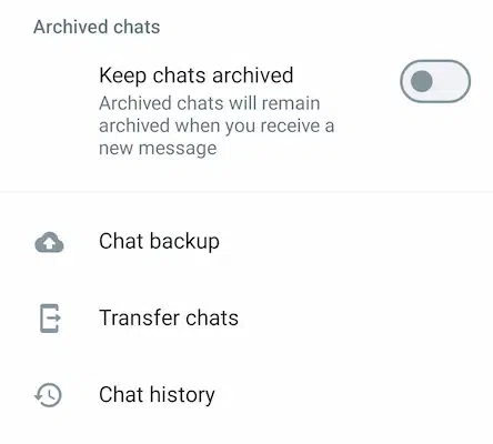 Choose Chats and Chat Backup